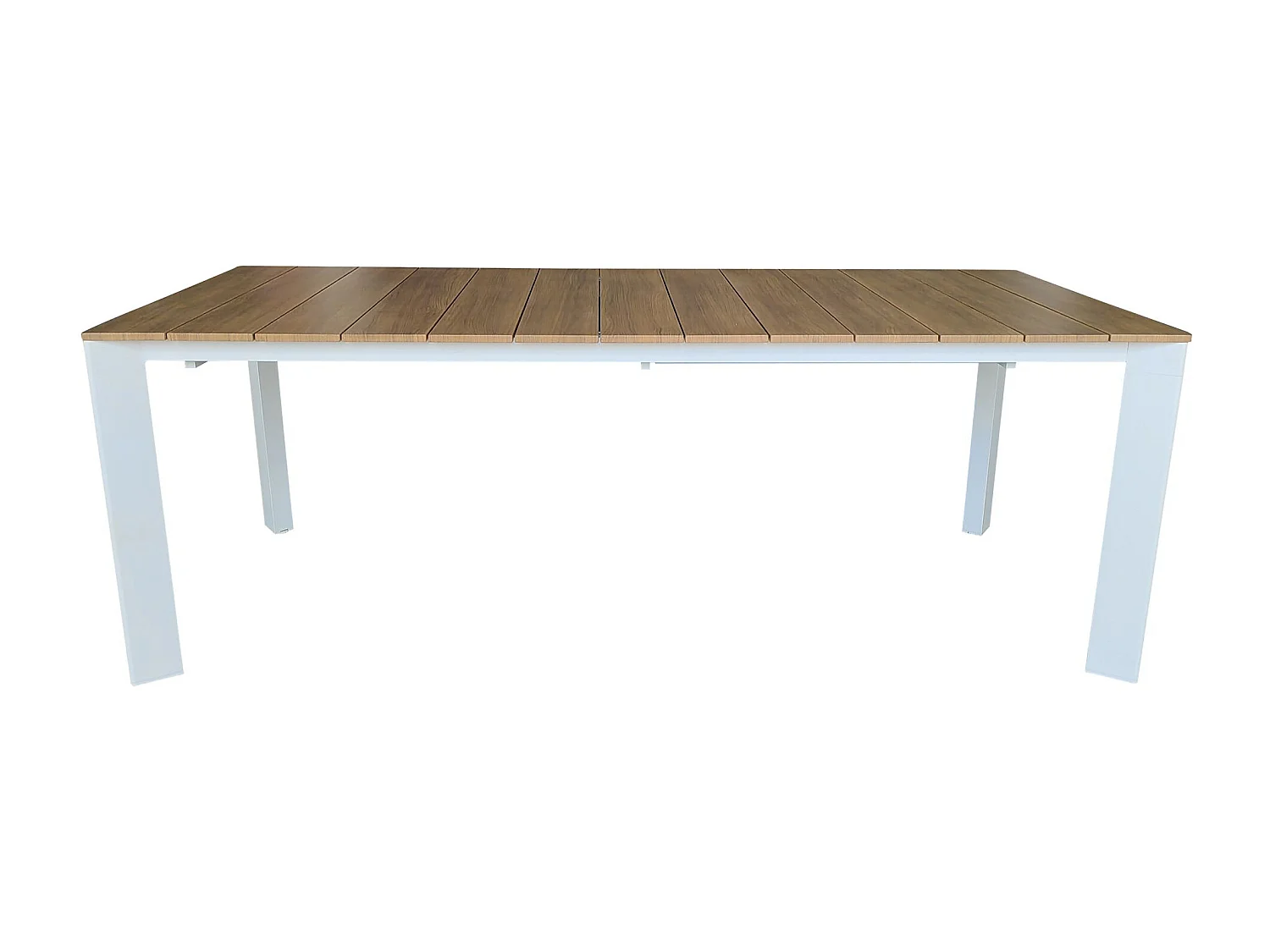 MilaniHome.it - tavolo da giardino in alluminio allungabile 215/280X100 effetto legno di design per esterno giardino di coloreBianco
