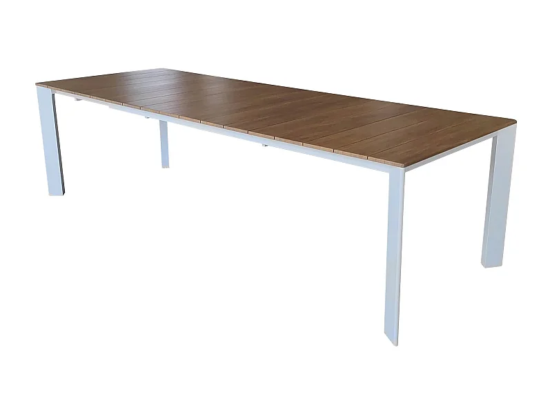 MilaniHome.it - tavolo da giardino in alluminio allungabile 215/280X100 effetto legno di design per esterno giardino di coloreBianco