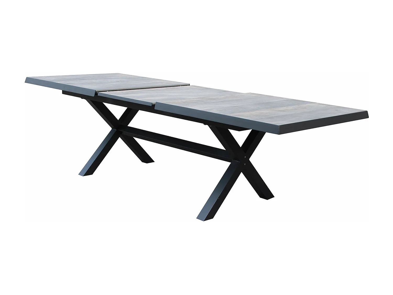 MilaniHome.it - Tavolo da giardino allungabile in alluminio e ceramica da esterno con piano in gres ad alta resistenza m 200/260x100di coloreAntracite