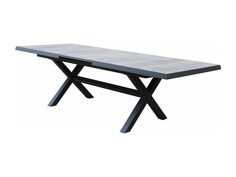 MilaniHome.it - Tavolo da giardino allungabile in alluminio e ceramica da esterno con piano in gres ad alta resistenza m 200/260x100di coloreAntracite