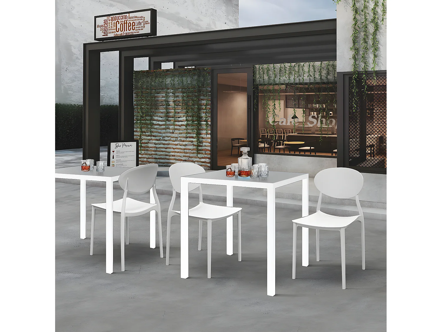 MilaniHome.it - tavolo da esterno autolivellante in acciaio di design moderno industrial cm 70 x 70 x 74 hdi coloreBianco