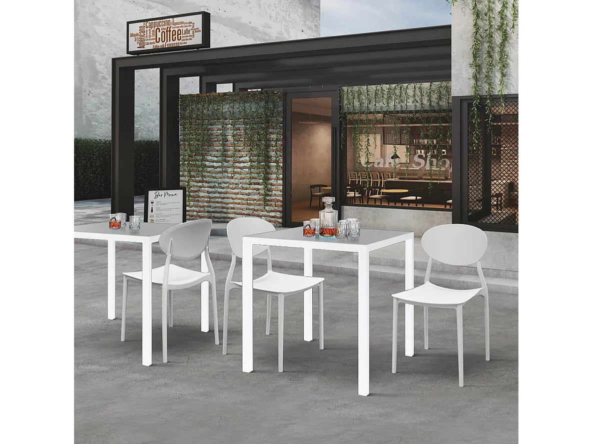 MilaniHome.it - tavolo da esterno autolivellante in acciaio di design moderno industrial cm 70 x 70 x 74 hdi coloreBianco