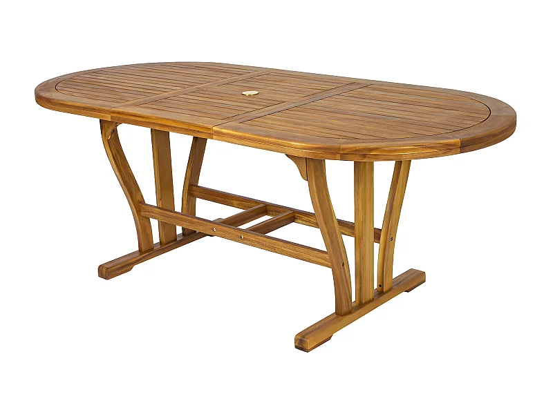 MilaniHome.it - Tavolo Ovale Allungabile In Legno Di Acacia 150/200x90 Per Esterno Giardino Portico Ristorante Bar Hotel Albergo Agriturismodi coloreMarrone