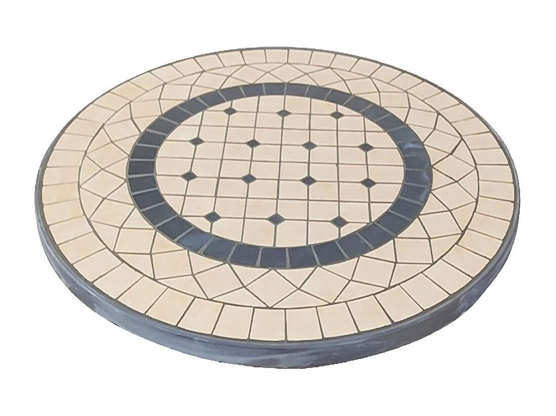 MilaniHome.it - Tavolo Rotondo Fisso In Ferro Diametro 90 Piano In Mosaico Per Esterno Giardino, Portico, Ristorante, Gelateria Bar Hotel Albergodi coloreTaupe