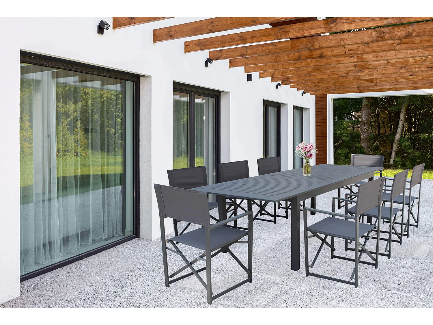 MilaniHome.it - Tavolo Rettangolare Allungabile In Alluminio 220/280x100 Da Esterno Giardino, Per Ristorante Agriturismo Albergo Hoteldi coloreAntracite