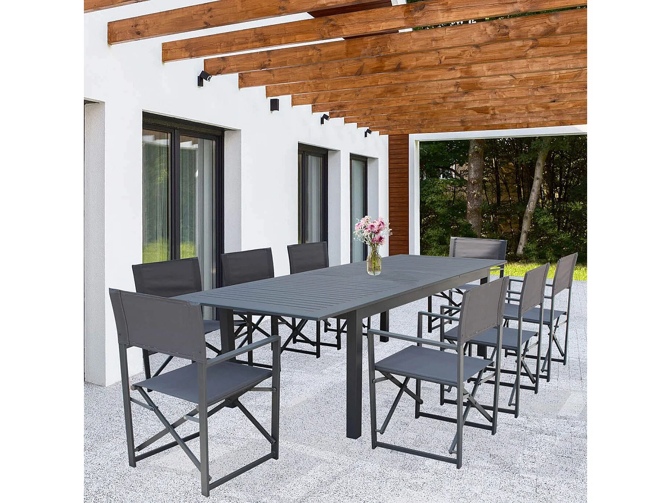 MilaniHome.it - Tavolo Rettangolare Allungabile In Alluminio 220/280x100 Da Esterno Giardino, Per Ristorante Agriturismo Albergo Hoteldi coloreAntracite