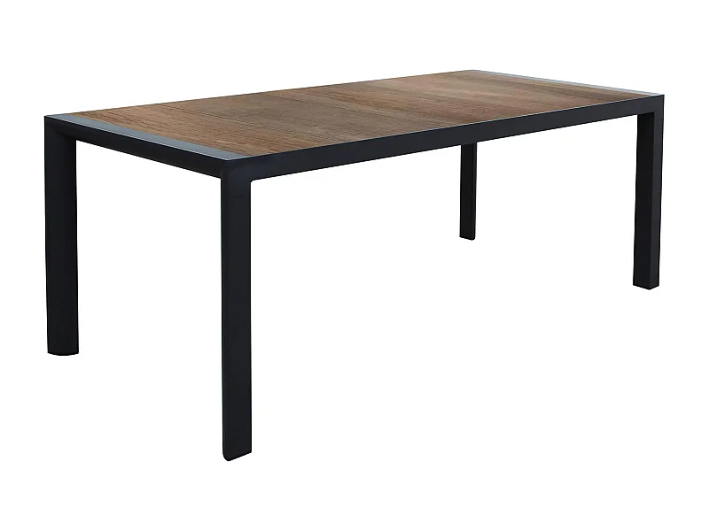 MilaniHome.it - Tavolo da giardino in alluminio con piano in ceramica effetto legno di design.di coloreAntracite