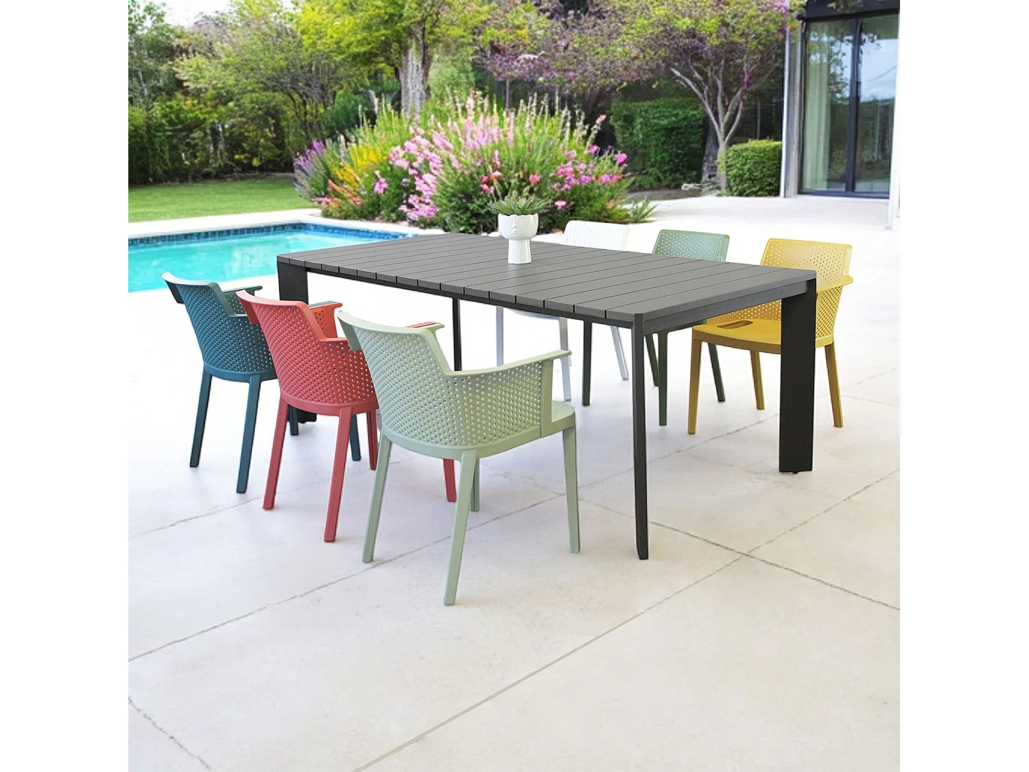 MilaniHome.it - tavolo da giardino in alluminio 200X100 di design per esterno giardino di coloreAntracite