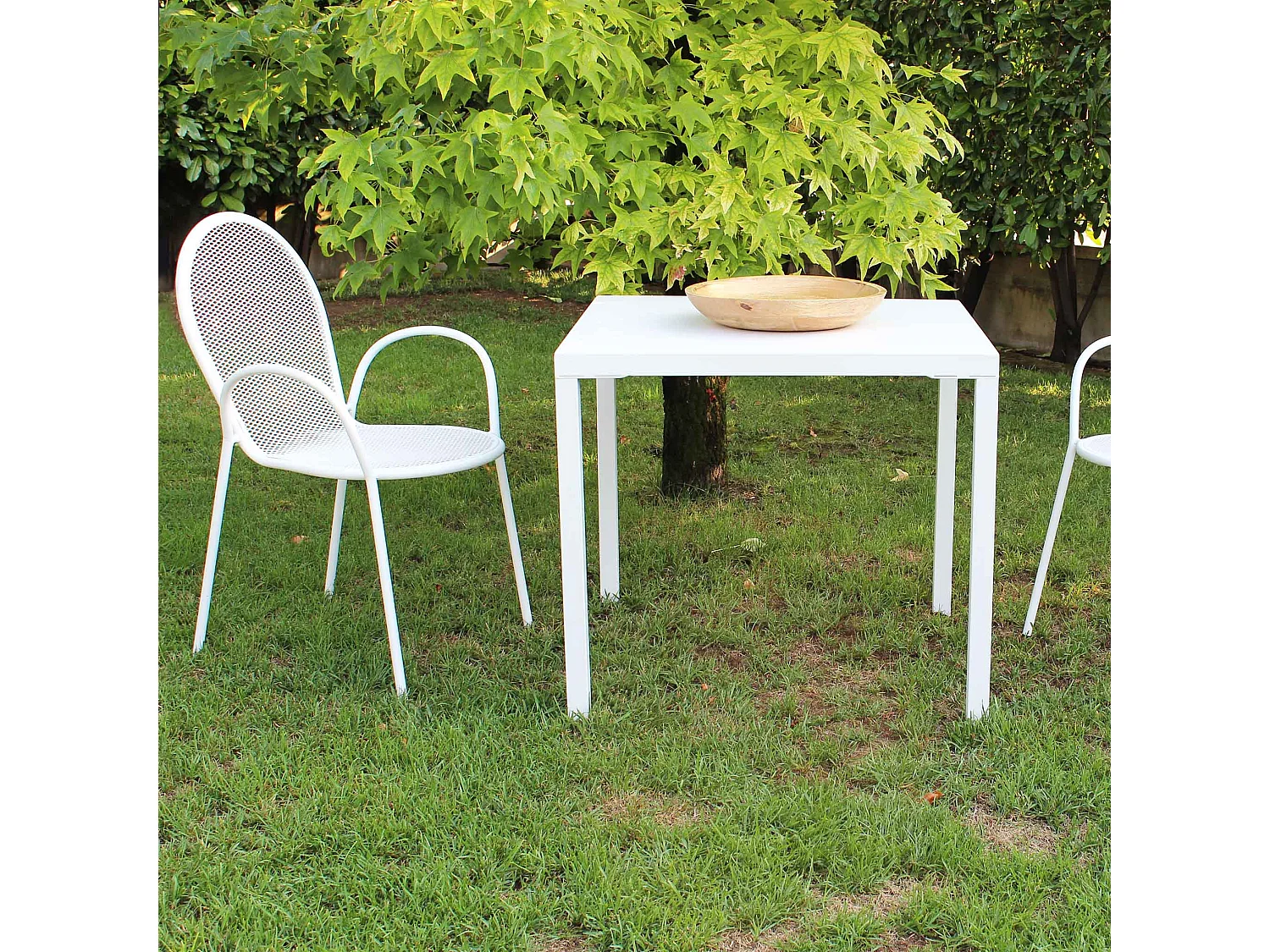 MilaniHome.it - Tavolo Quadrato Fisso In Ferro Bianco 80x80 Per Esterno Giardino, Portico, Ristorante, Gelateria Bar Hotel Albergodi coloreBianco