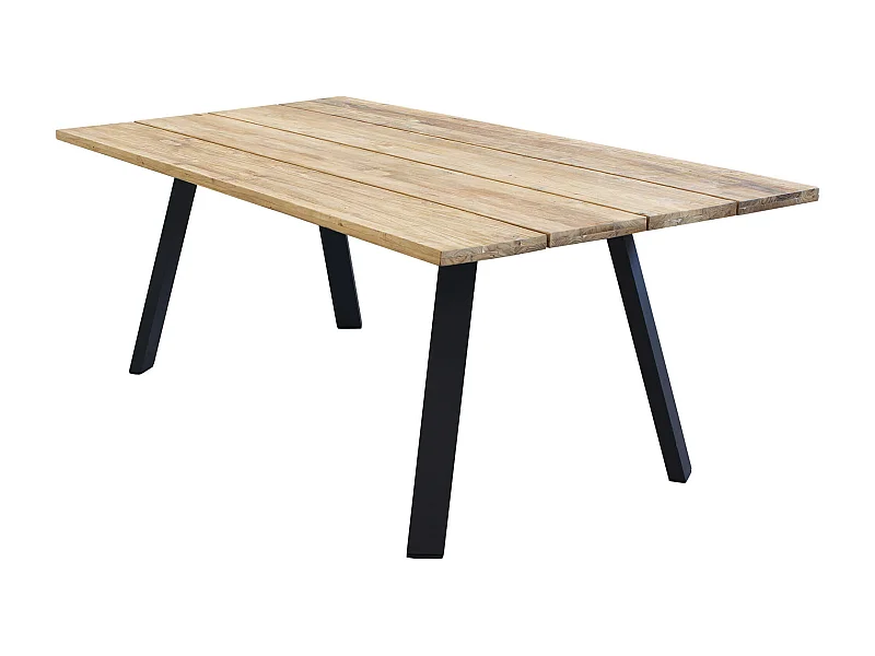 MilaniHome.it - Tavolo Da Giardino In Alluminio E Teak Riciclato 200x100 Colore Antracite,Marronedi coloreAntracite