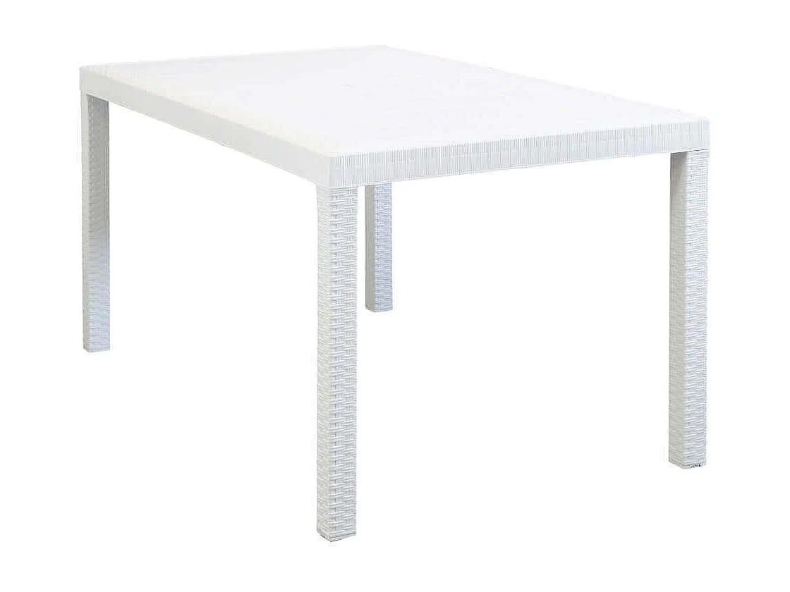 MilaniHome.it - Tavolo Da Giardino Rettangolare Fisso In Wicker Stampato Bianco Cm 150x90 Da Esterno Giardino Terrazzo Portico Locale Bardi coloreBianco