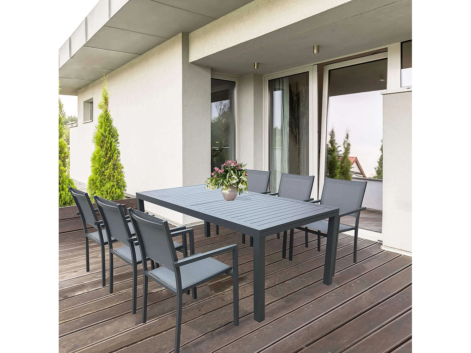 MilaniHome.it - Tavolo Da Giardino Allungabile In Alluminio 200/300x100 Colore Antracitedi coloreAntracite