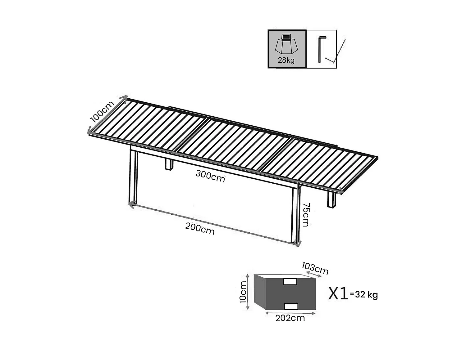 MilaniHome.it - Tavolo Da Giardino Allungabile In Alluminio 200/300x100 Colore Antracitedi coloreAntracite