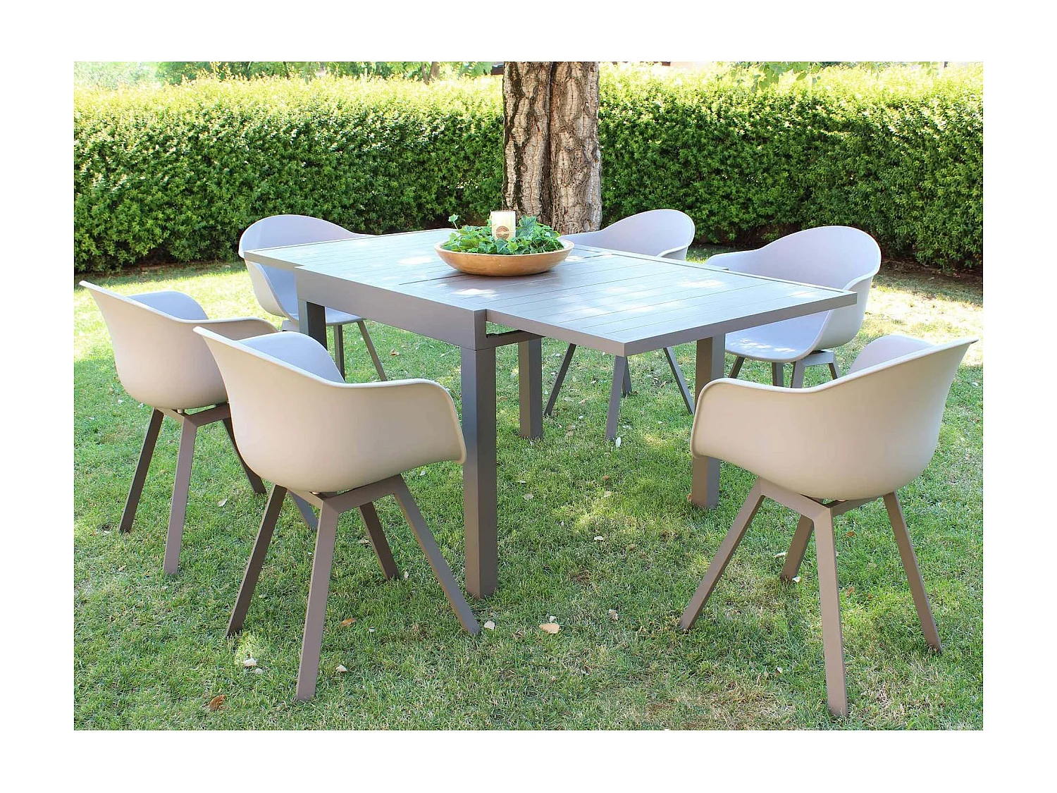 MilaniHome.it - Tavolo Rettangolare Allungabile In Alluminio Da Esterno Giardino, Per Ristorante Albergo Di Design, Cm 90/180x90x75 H Colore Taupedi coloreTaupe