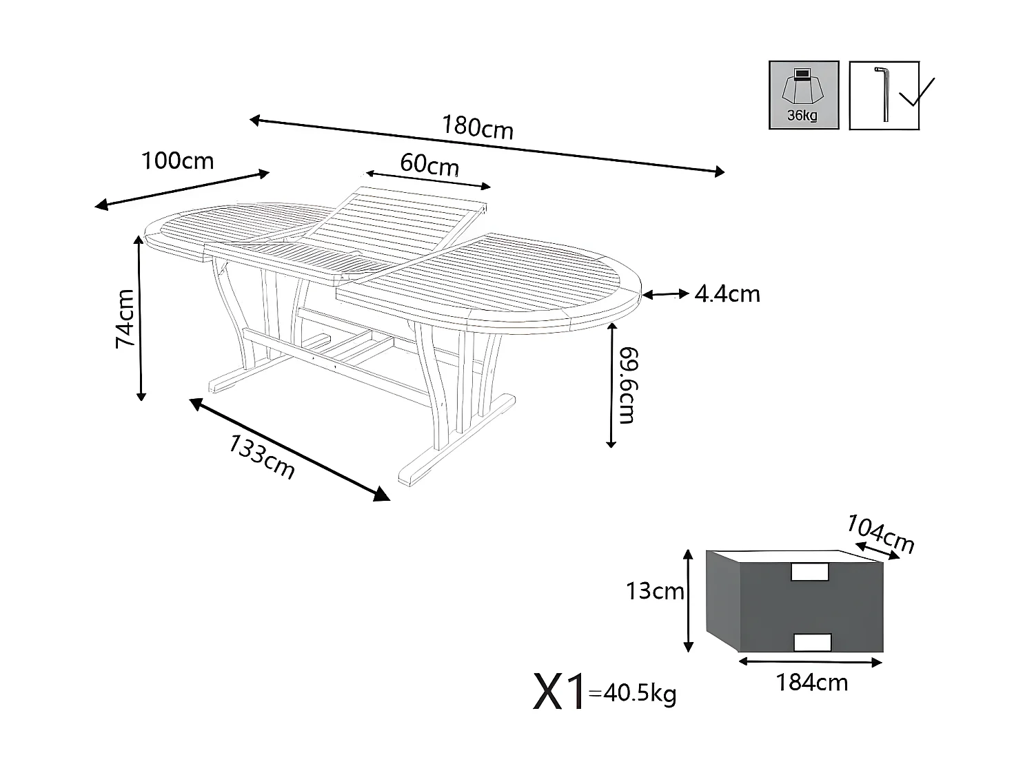 MilaniHome.it - Tavolo Ovale Allungabile In Legno Di Acacia 180/240x100 Per Esterno Giardino Portico Ristorante Bar Hotel Albergo Agriturismodi coloreMarrone