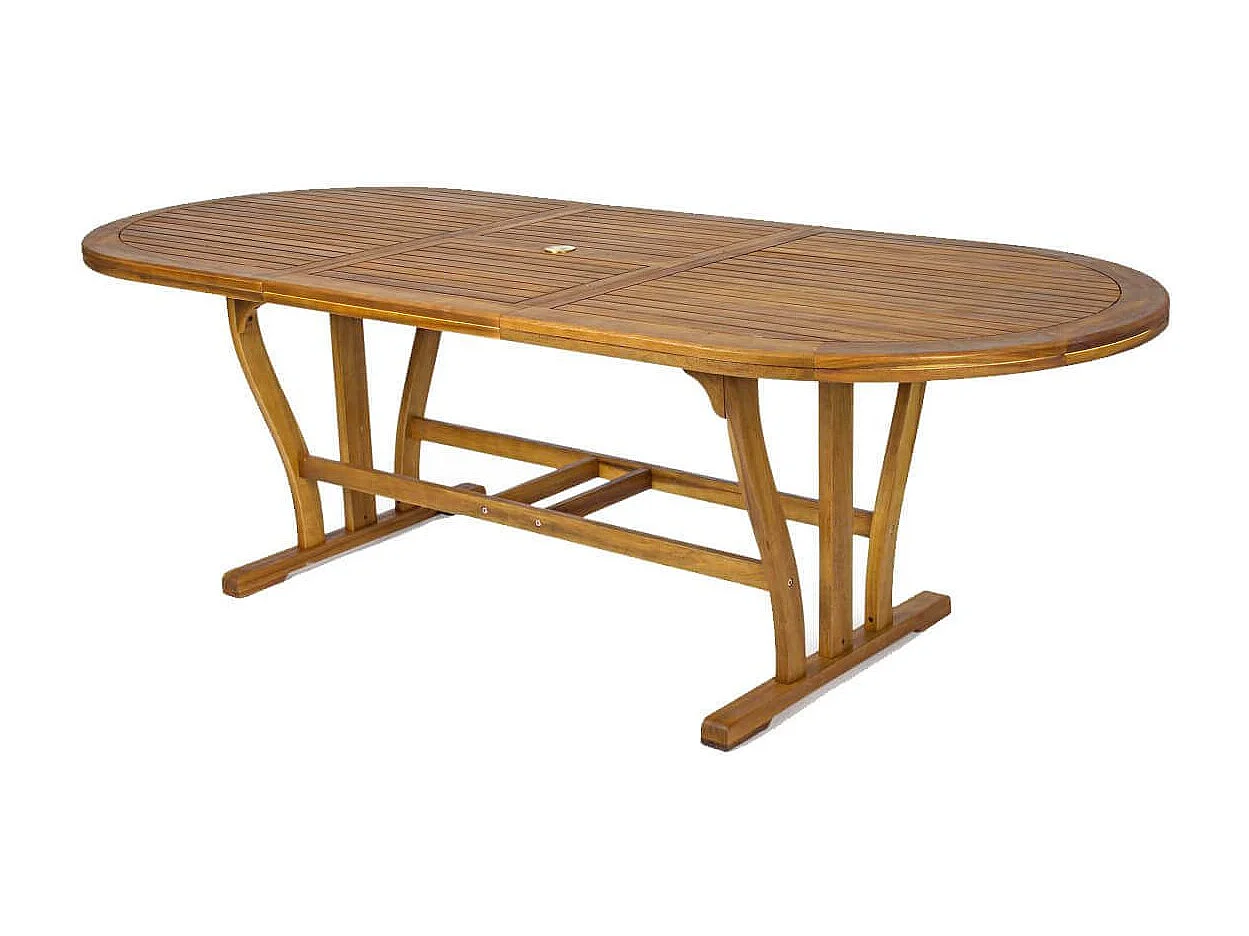 Milani Home - tavolo da giardino ovale allungabile, legno di acacia, 10 posti, marrone, piano 180/240 x 100 cm