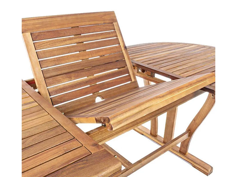 Milani Home - tavolo da giardino ovale allungabile, legno di acacia, 10 posti, marrone, piano 180/240 x 100 cm