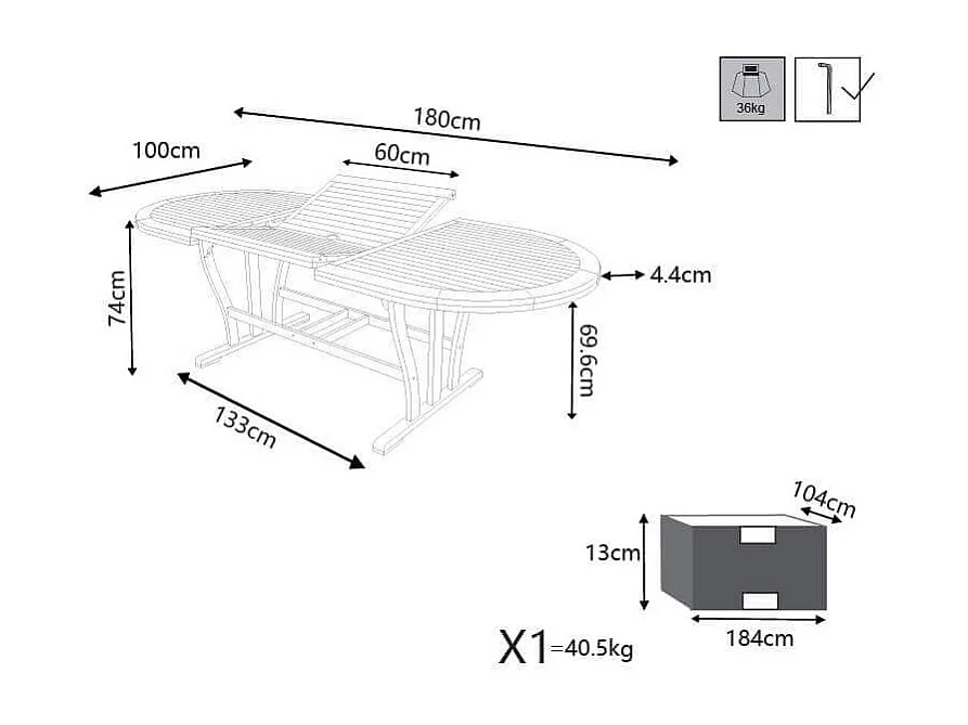 Milani Home - tavolo da giardino ovale allungabile, legno di acacia, 10 posti, marrone, piano 180/240 x 100 cm