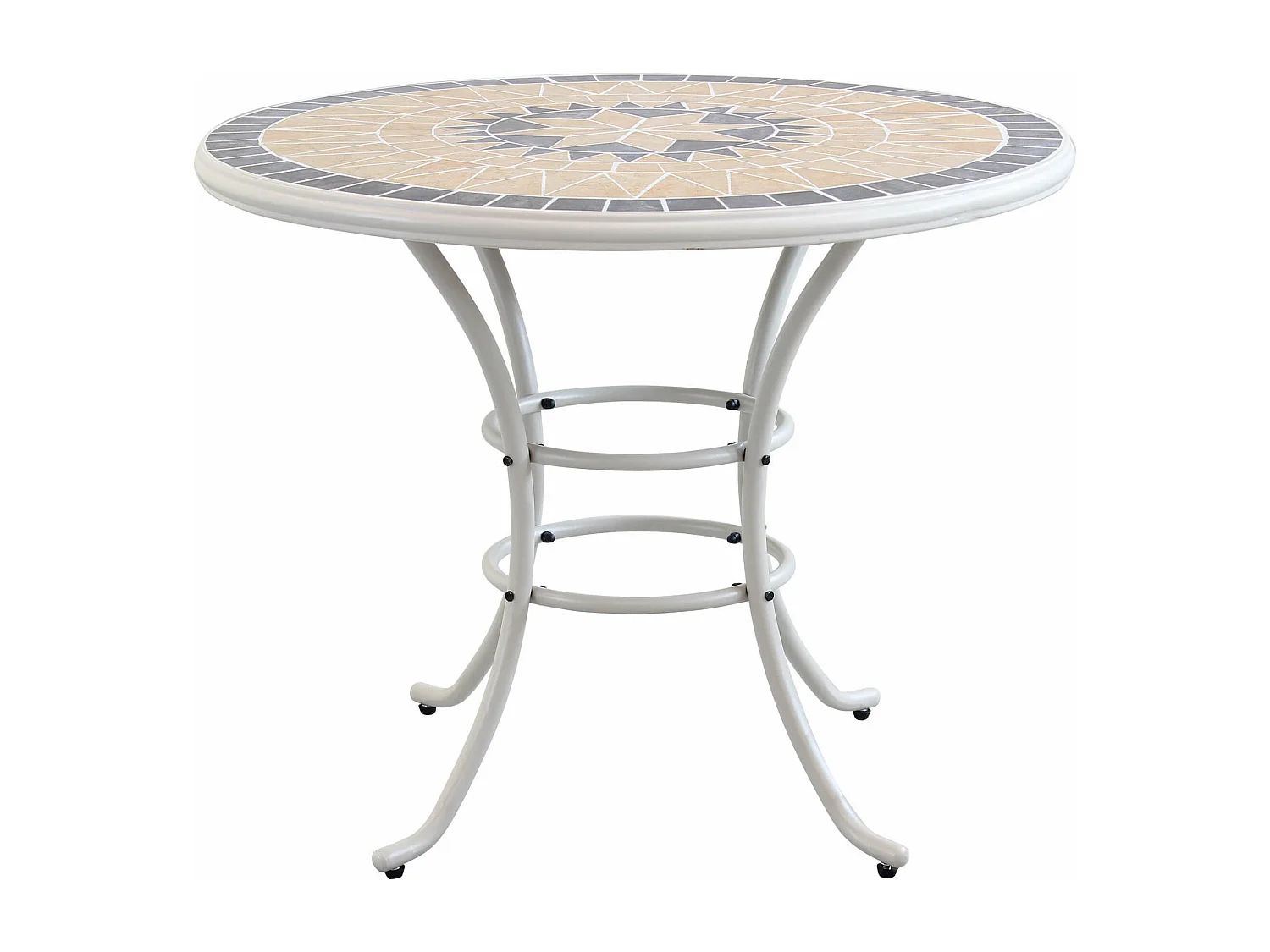 MilaniHome.it - Tavolo Rotondo Fisso In Ferro Diametro 90 Piano In Mosaico Per Esterno Giardino, Portico, Ristorante, Gelateria Bar Hotel Albergodi coloreTortora