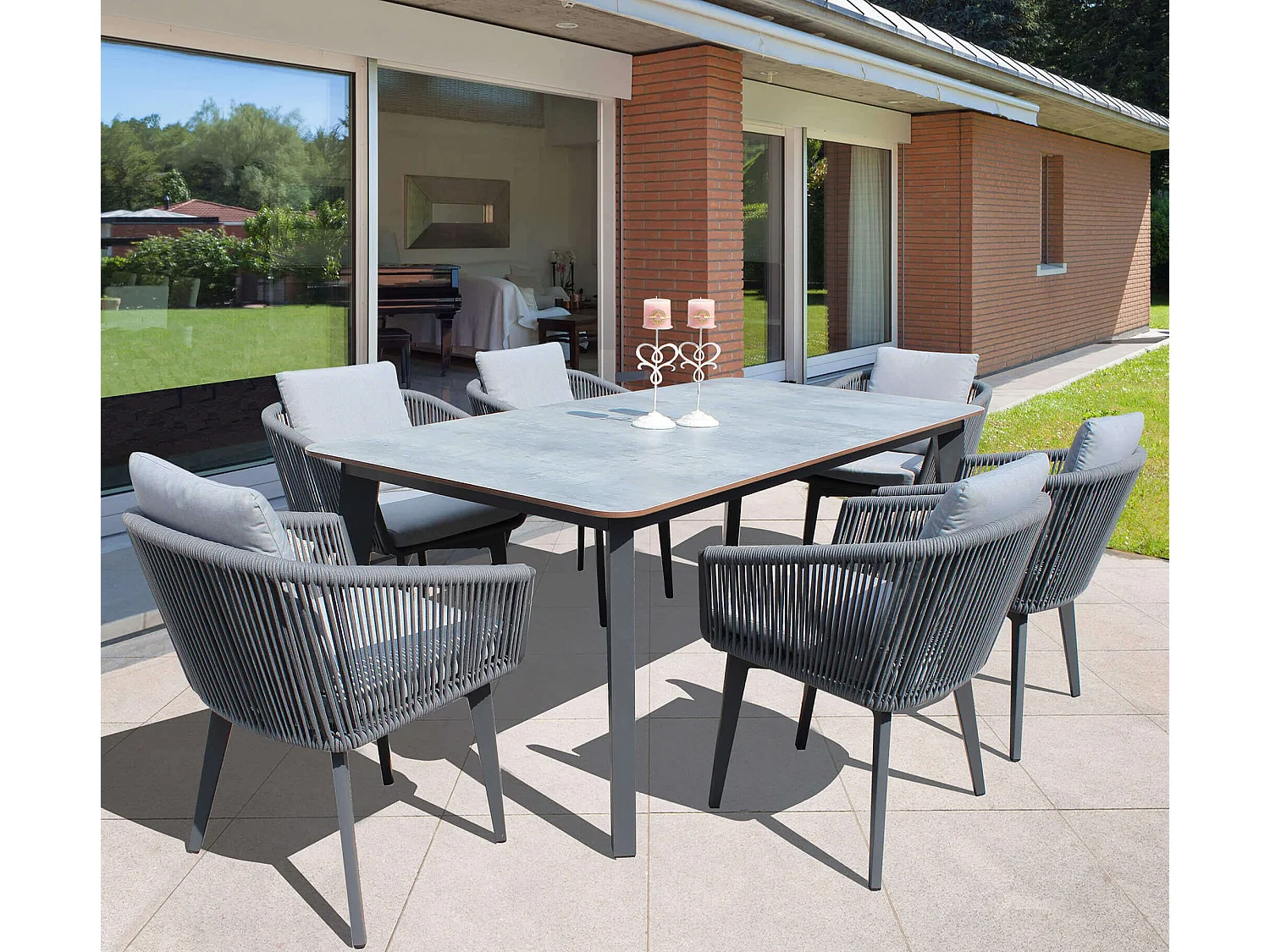 MilaniHome.it - Tavolo Da Giardino In Alluminio E Laminato A Pressione Hpl 180x90 Colore Antracitedi coloreAntracite