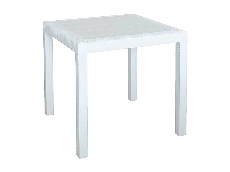 MilaniHome.it - Tavolo Da Giardino Quadrato Fisso In Wicker Stampato Bianco Cm 80x80 Da Esterno Giardino Terrazzo Portico Locale Bardi coloreBianco