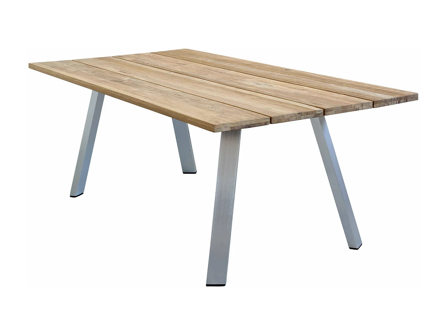 MilaniHome.it - Tavolo Da Giardino In Alluminio E Teak Riciclato 200x100 Colore Grigio,Marronedi coloreGrigio