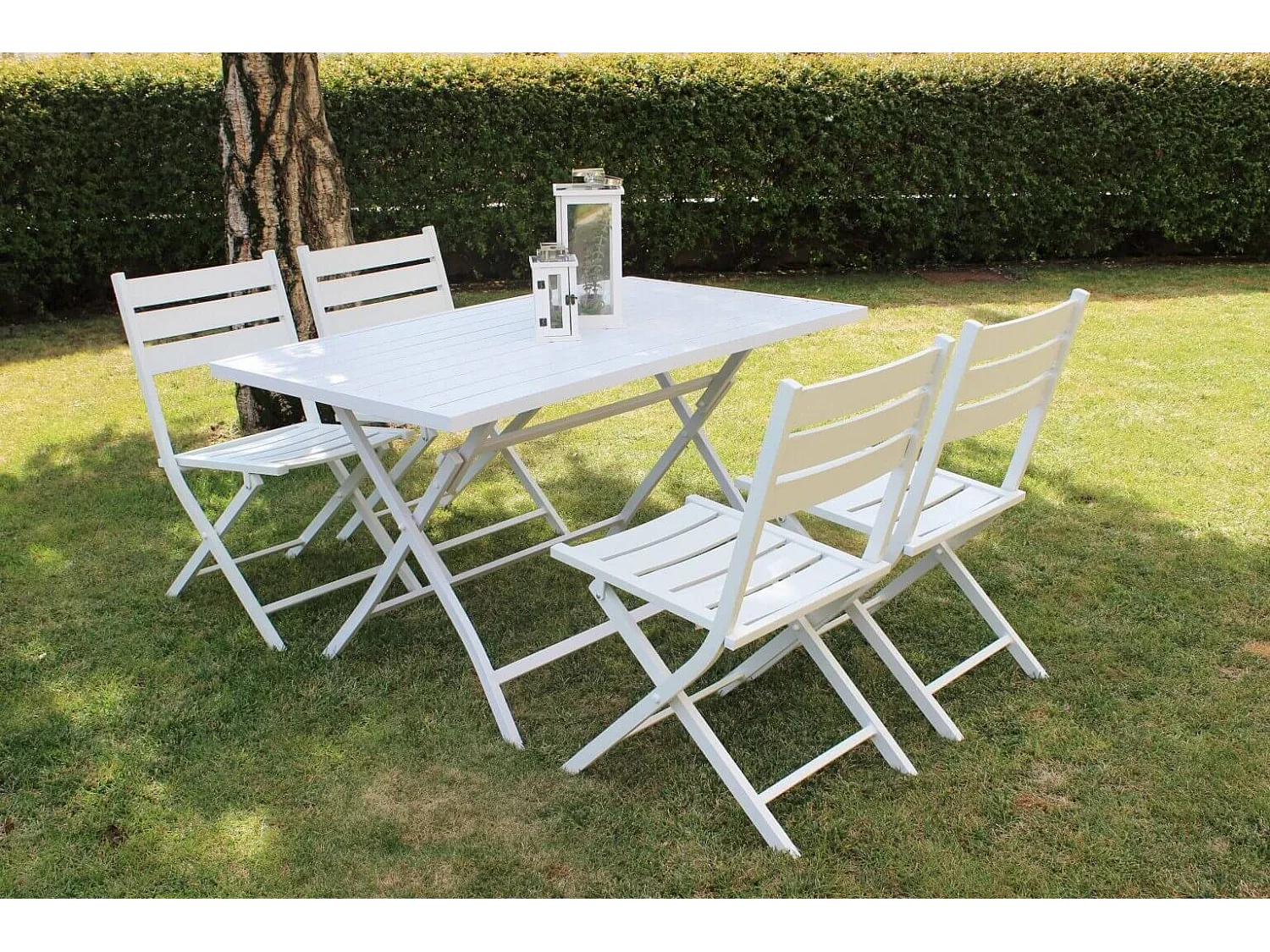 MilaniHome.it - Tavolo Da Giardino Pieghevole Salvaspazio In Alluminio 70x130 Colore Biancodi coloreBianco