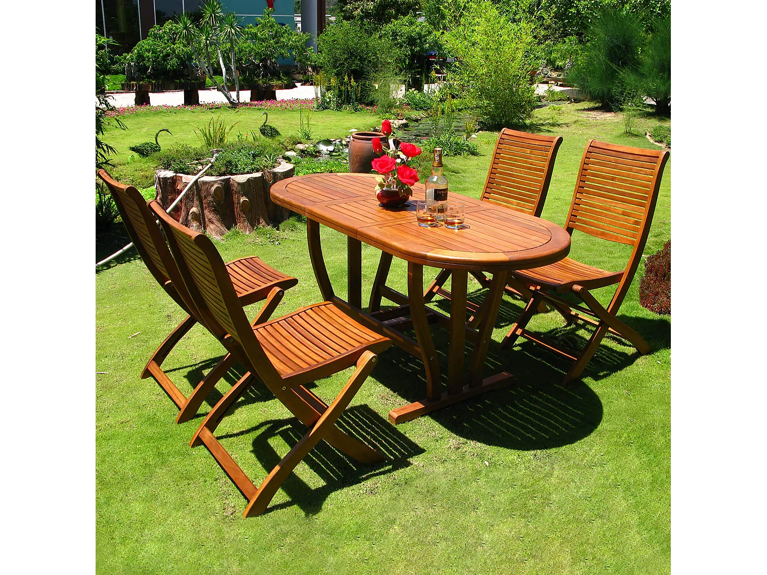 MilaniHome.it - Tavolo Ovale Allungabile In Legno Di Acacia 120/160x70 Per Esterno Giardino Portico Ristorante Bar Hotel Albergo Agriturismodi coloreMarrone