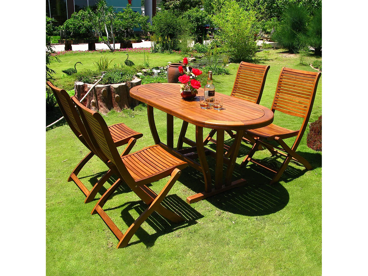 MilaniHome.it - Tavolo Ovale Allungabile In Legno Di Acacia 120/160x70 Per Esterno Giardino Portico Ristorante Bar Hotel Albergo Agriturismodi coloreMarrone