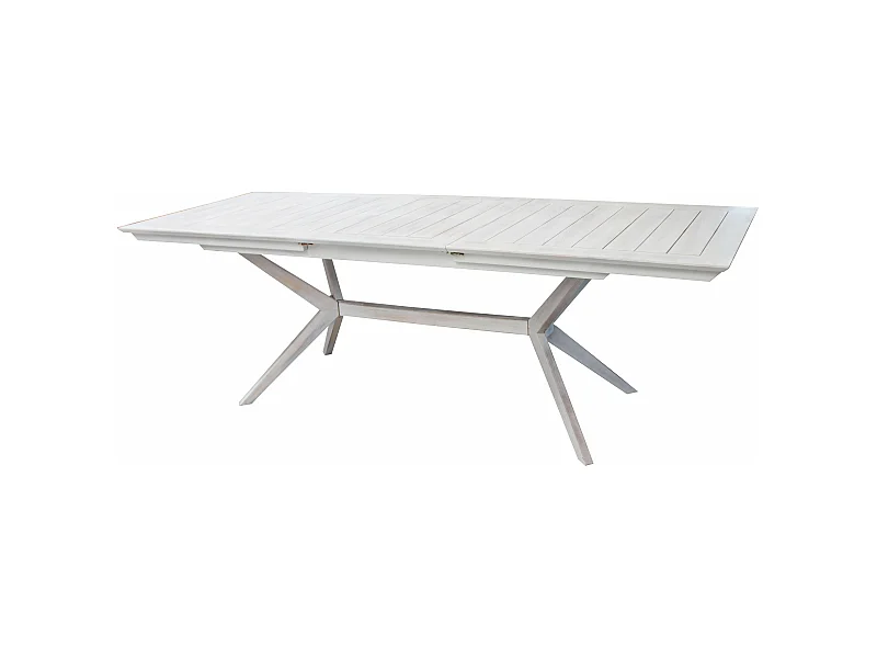 MilaniHome.it - Tavolo Rettangolare Allungabile In Legno Di Acacia 180/240x90 Bianco Per Esterno Giardino Portico Ristorante Bar Hoteldi coloreBianco
