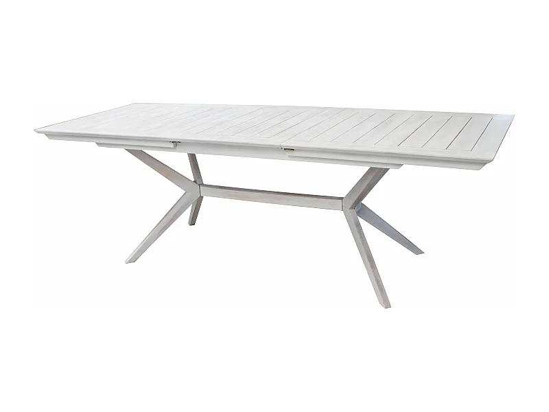 MilaniHome.it - Tavolo Rettangolare Allungabile In Legno Di Acacia 180/240x90 Bianco Per Esterno Giardino Portico Ristorante Bar Hoteldi coloreBianco