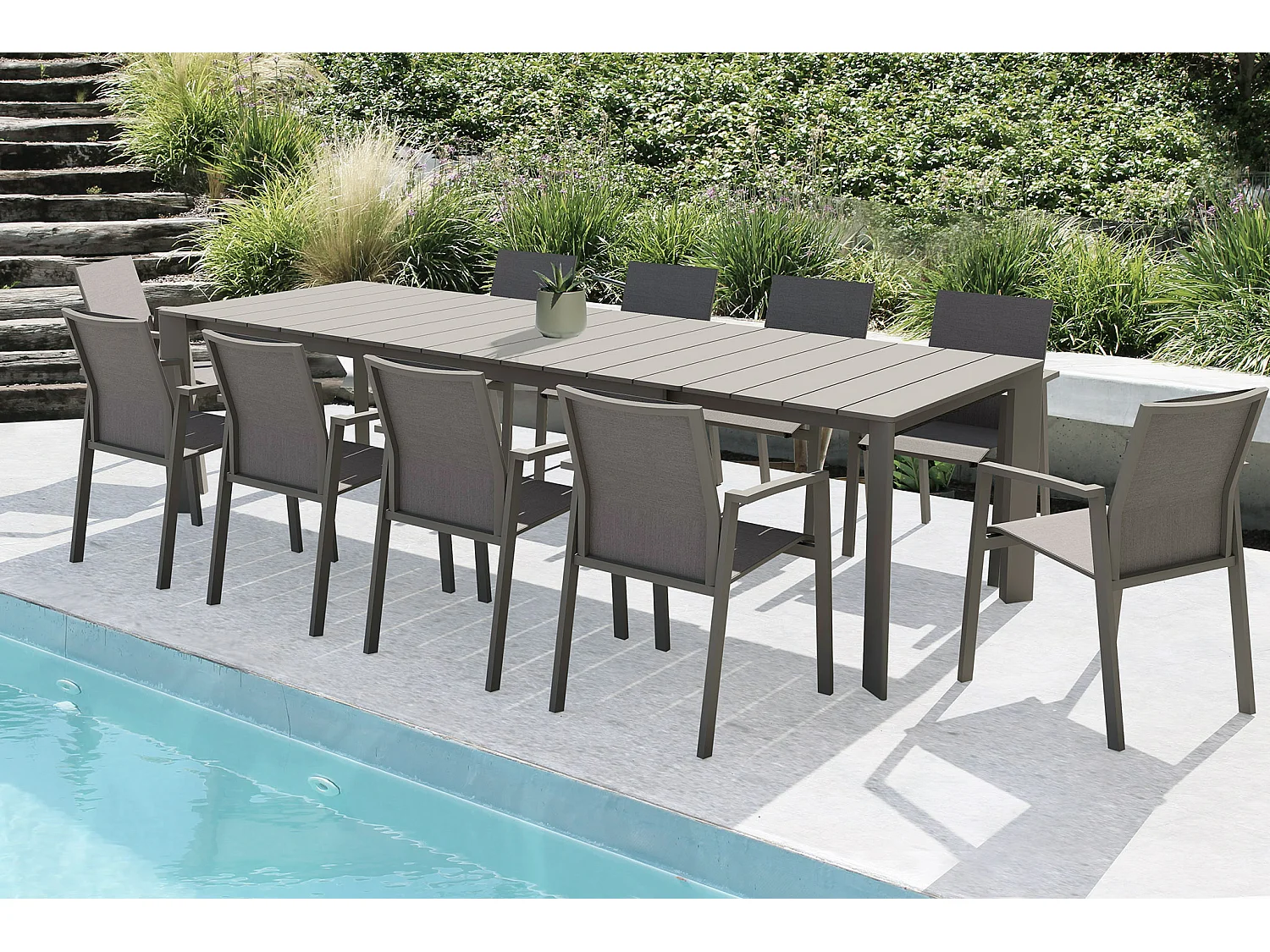 MilaniHome.it - tavolo da giardino in alluminio allungabile 215/280X101 di design per esterno giardino di coloreTaupe