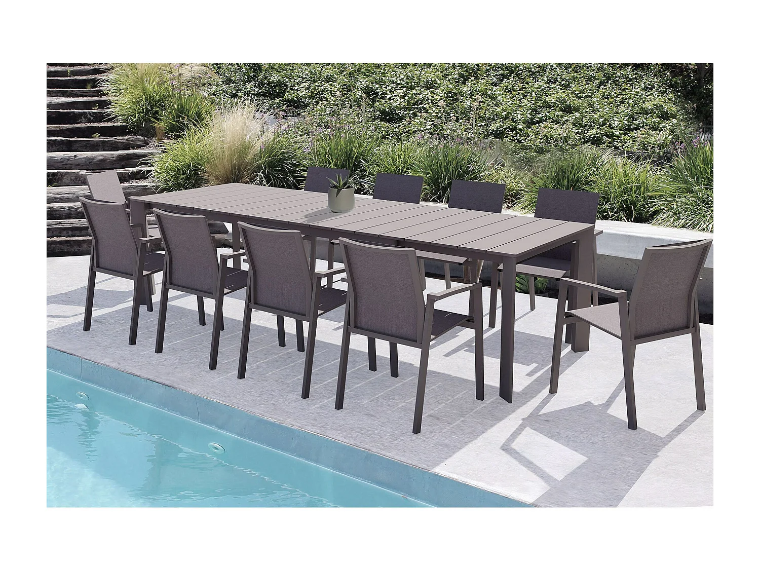 MilaniHome.it - tavolo da giardino in alluminio allungabile 215/280X101 di design per esterno giardino di coloreTaupe