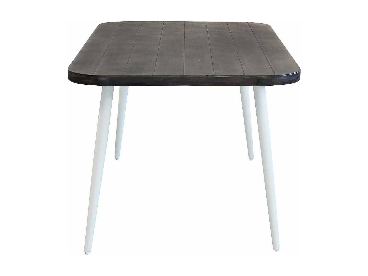 MilaniHome.it - Tavolo Rettangolare Fisso In Alluminio Bianco 160x90 Con Piano Grigio Effetto Legno Per Esterno Giardinodi coloreGrigio