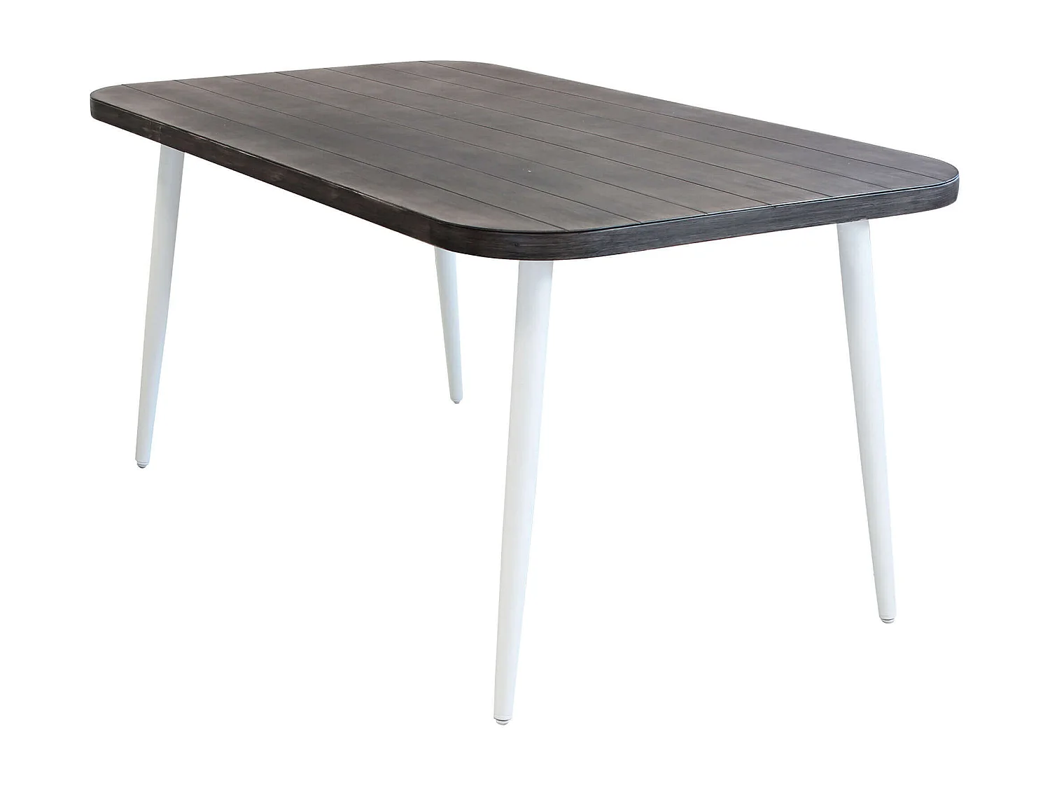 MilaniHome.it - Tavolo Rettangolare Fisso In Alluminio Bianco 160x90 Con Piano Grigio Effetto Legno Per Esterno Giardinodi coloreGrigio