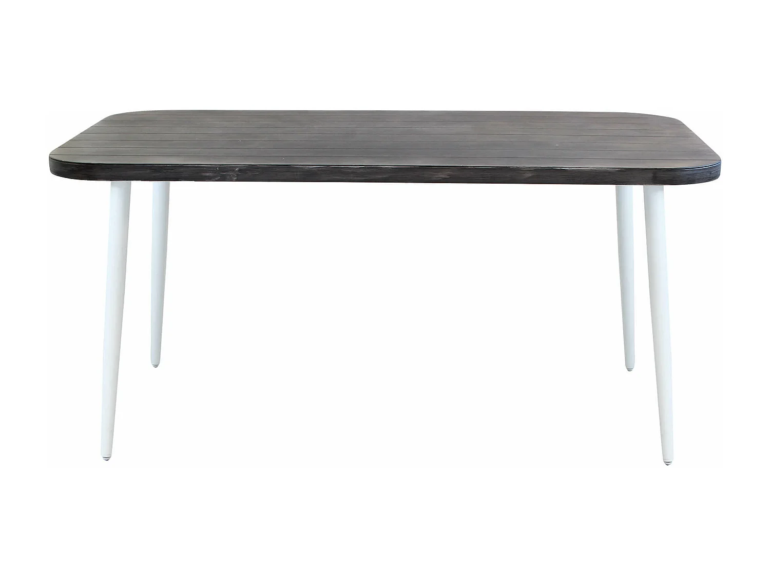 MilaniHome.it - Tavolo Rettangolare Fisso In Alluminio Bianco 160x90 Con Piano Grigio Effetto Legno Per Esterno Giardinodi coloreGrigio