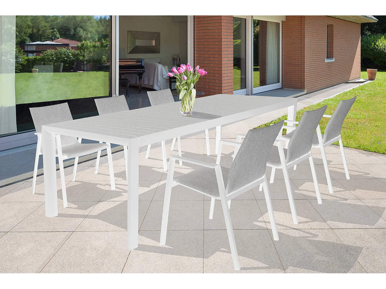 MilaniHome.it - Tavolo Da Giardino Allungabile In Alluminio antiruggine 135/180X70di coloreBianco