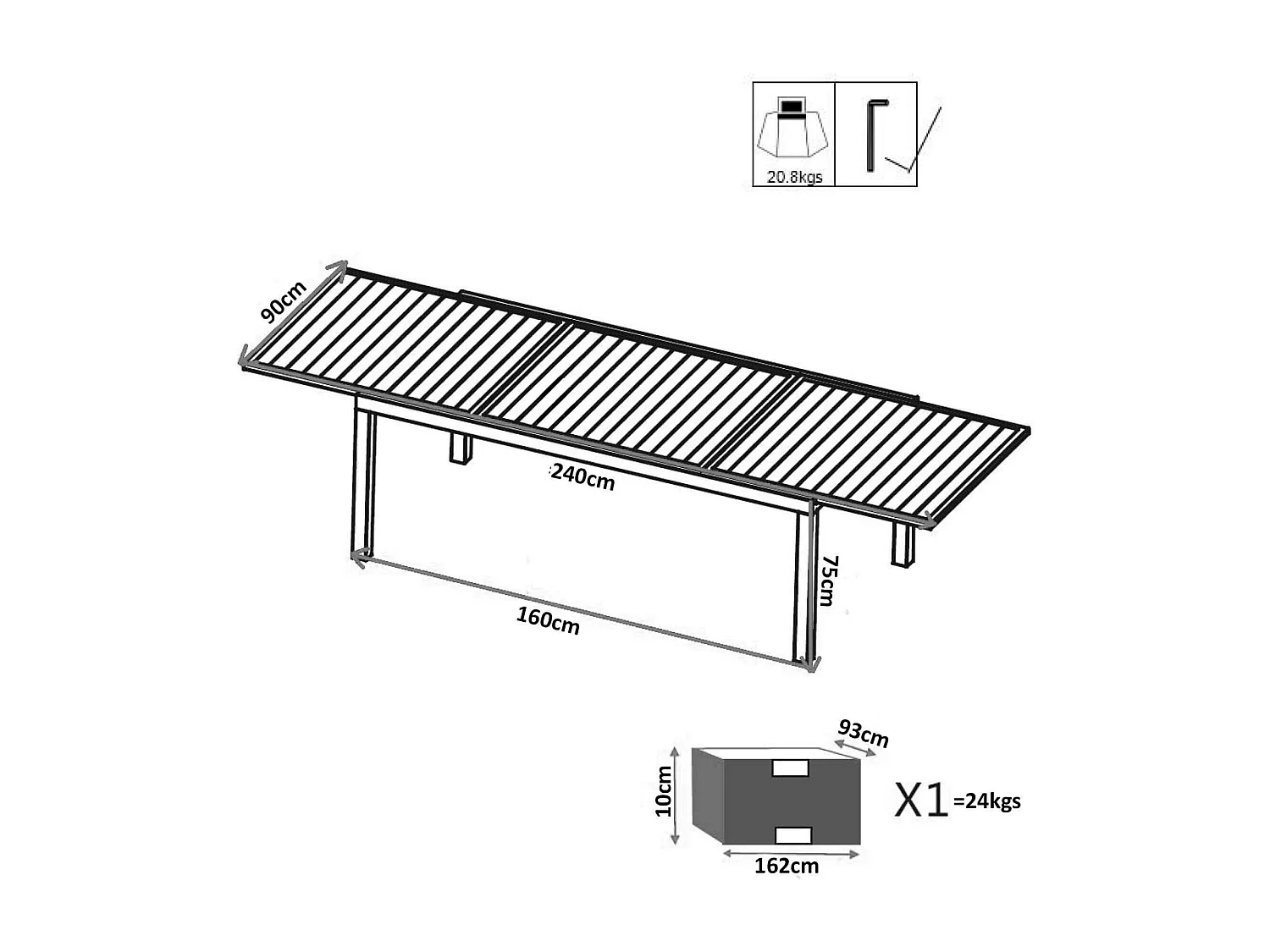 MilaniHome.it - Tavolo Rettangolare Allungabile In Alluminio Taupe 160/240x90 Da Esterno Giardino, Per Ristorante Agriturismo Albergo Hoteldi coloreTaupe