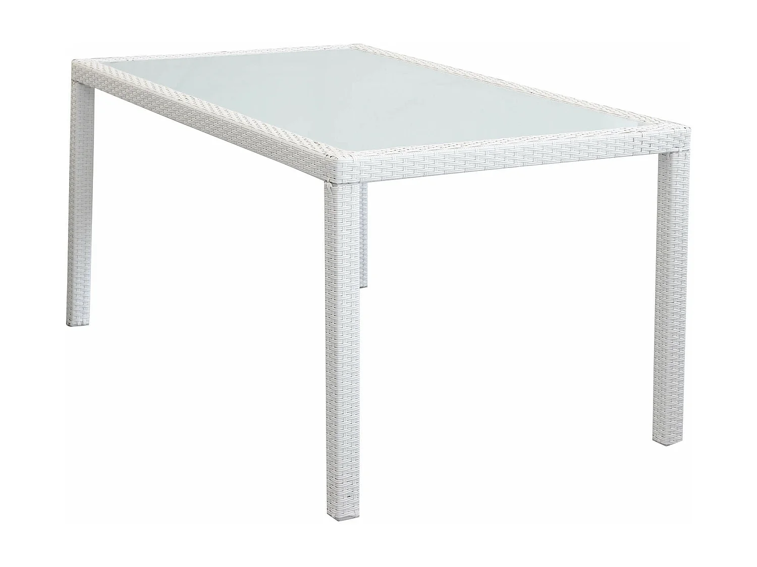 MilaniHome.it - Tavolo Rettangolare Fisso In Wicker 150x90 Piano In Vetro Intreccio In Rattan Sintetico Bianco Per Esterno Giardinodi coloreBianco