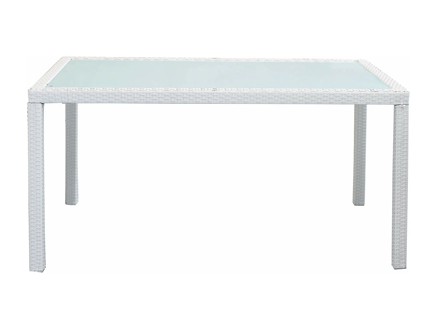 MilaniHome.it - Tavolo Rettangolare Fisso In Wicker 150x90 Piano In Vetro Intreccio In Rattan Sintetico Bianco Per Esterno Giardinodi coloreBianco