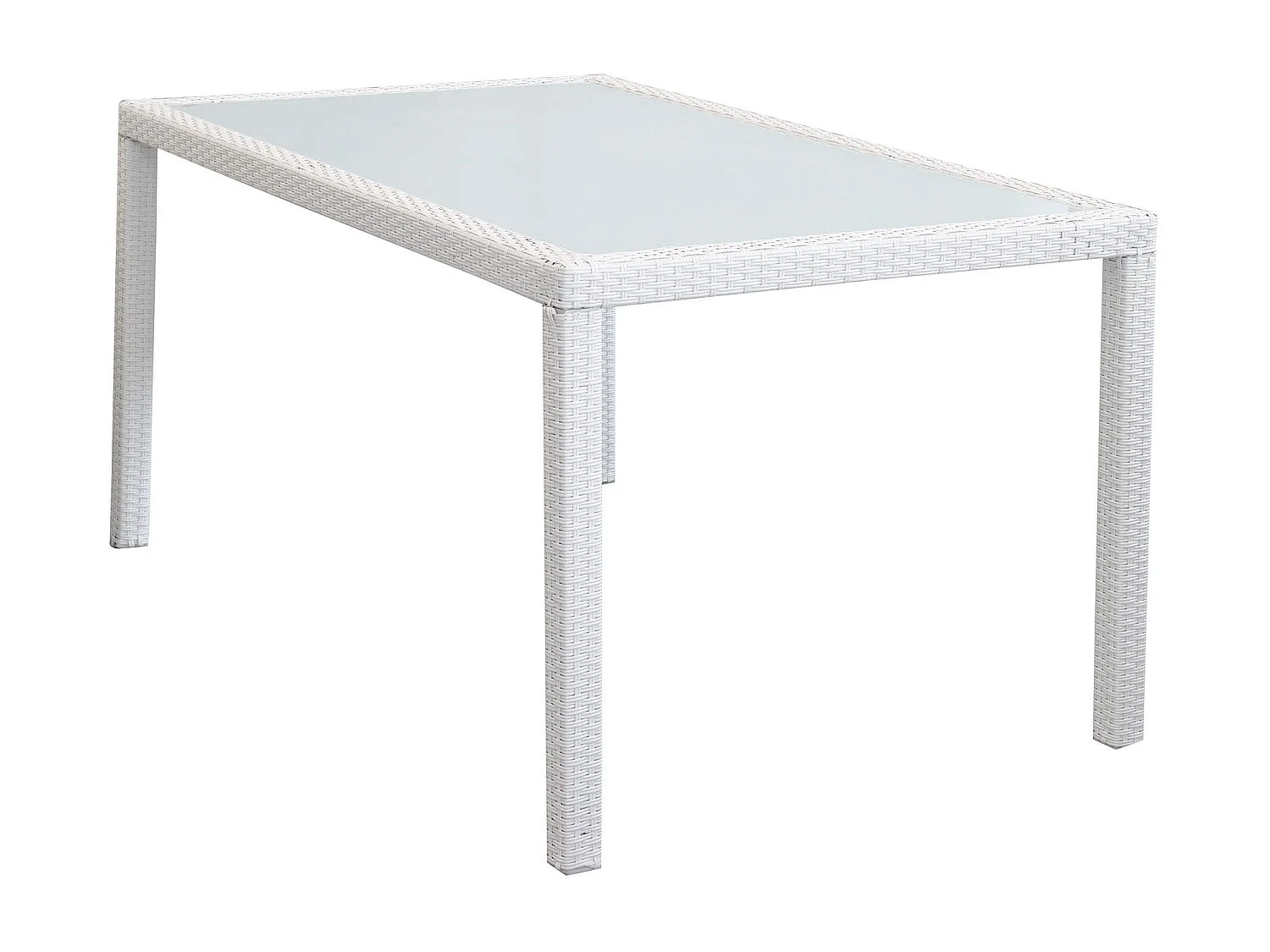 MilaniHome.it - Tavolo Rettangolare Fisso In Wicker 150x90 Piano In Vetro Intreccio In Rattan Sintetico Bianco Per Esterno Giardinodi coloreBianco