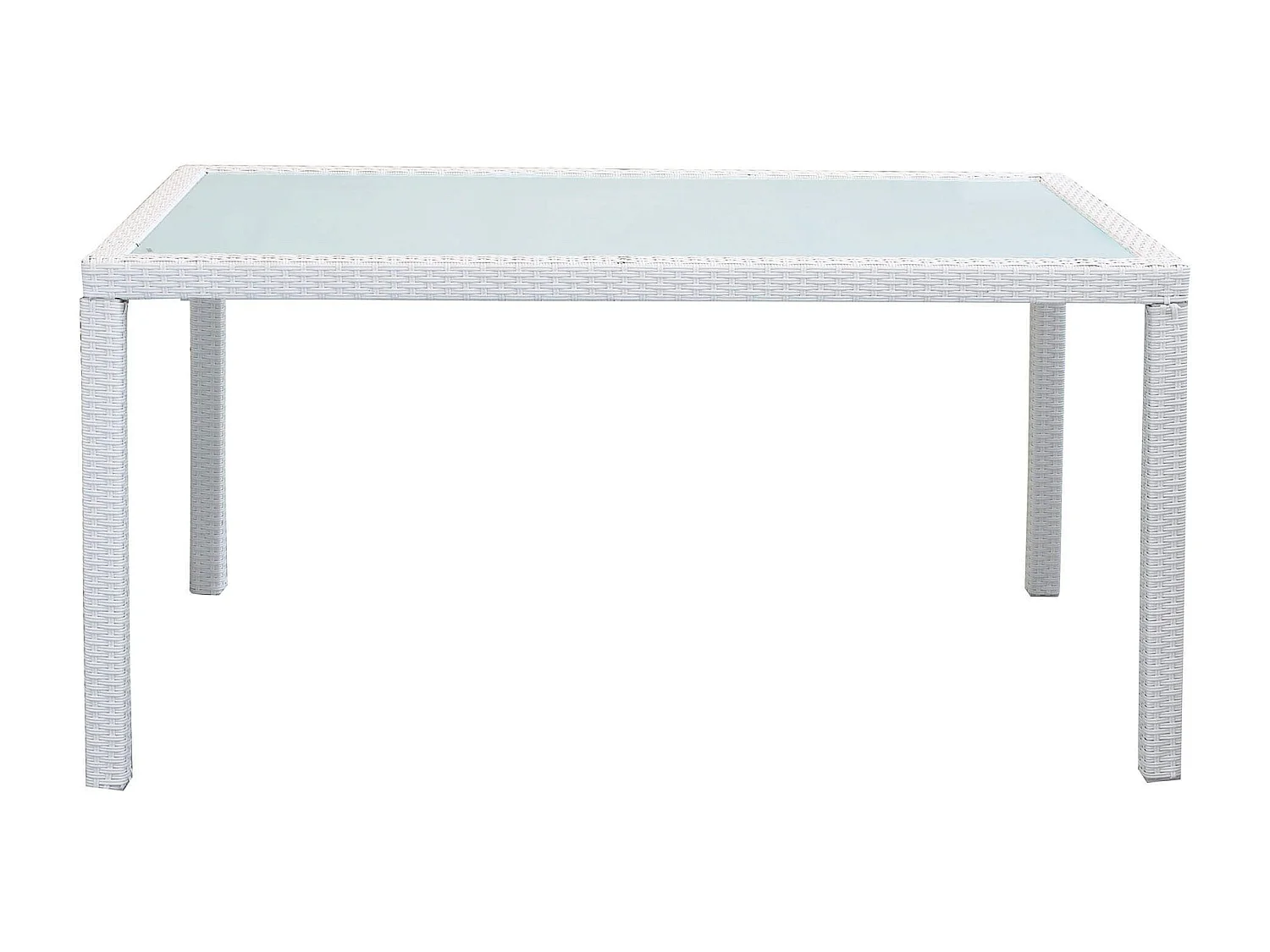 MilaniHome.it - Tavolo Rettangolare Fisso In Wicker 150x90 Piano In Vetro Intreccio In Rattan Sintetico Bianco Per Esterno Giardinodi coloreBianco