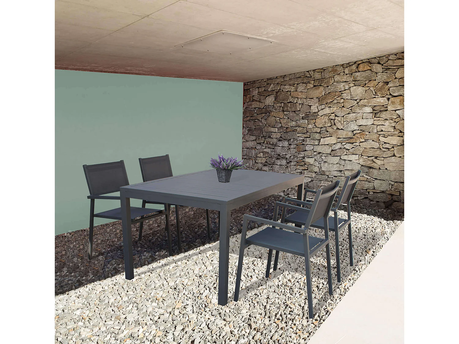 MilaniHome.it - Tavolo Rettangolare Fisso In Alluminio Bianco 150x90 Da Esterno Giardino, Per Ristorante Agriturismo Albergo Hoteldi coloreAntracite