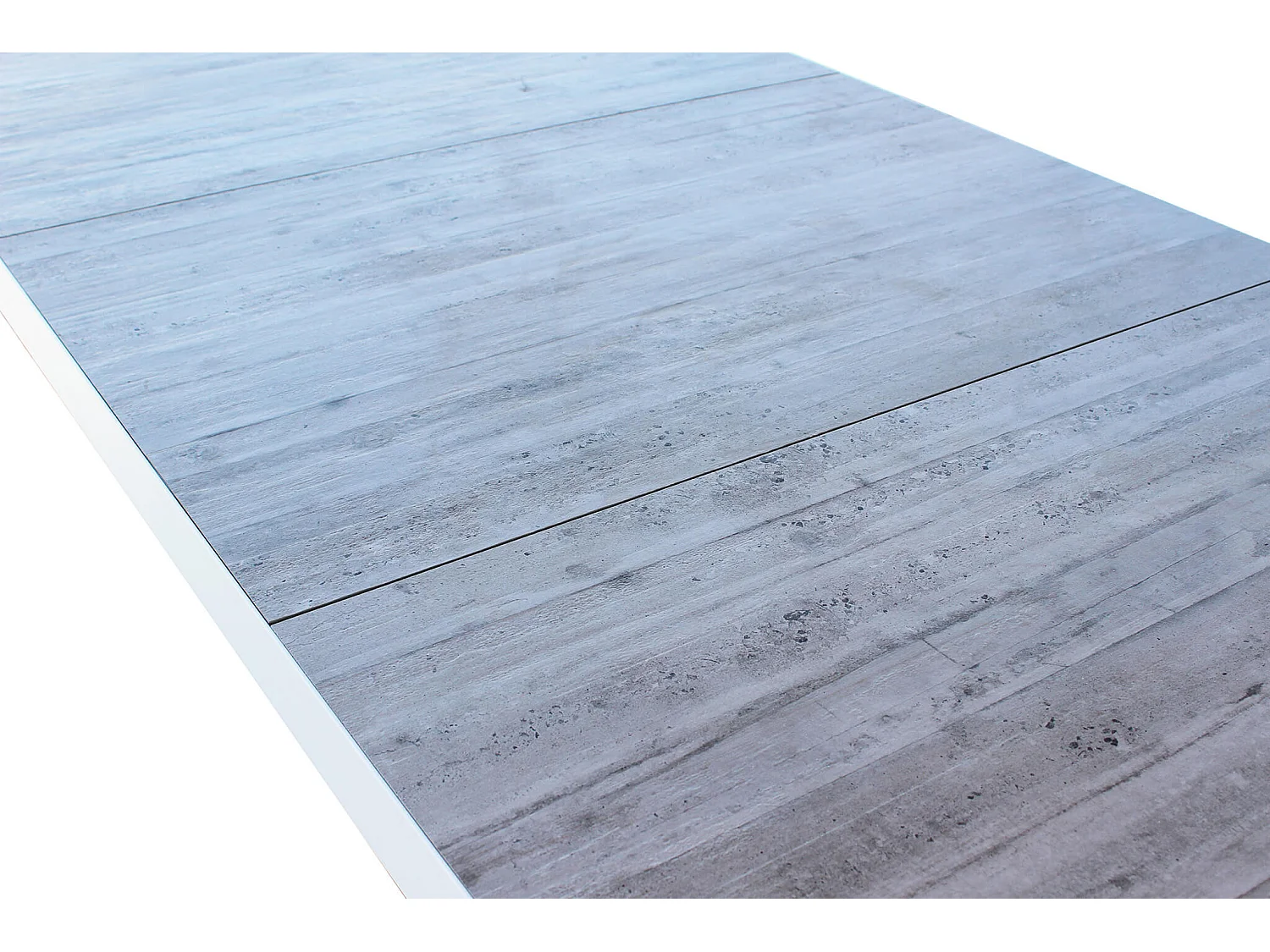 MilaniHome.it - Tavolo da giardino in alluminio con piano in ceramica effetto legno di design.di coloreBianco