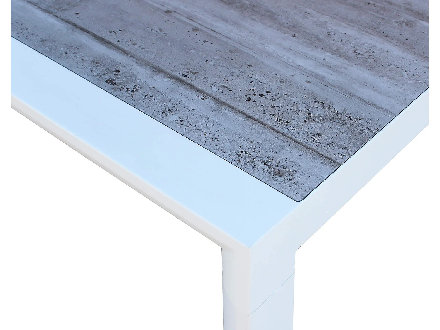 MilaniHome.it - Tavolo da giardino in alluminio con piano in ceramica effetto legno di design.di coloreBianco