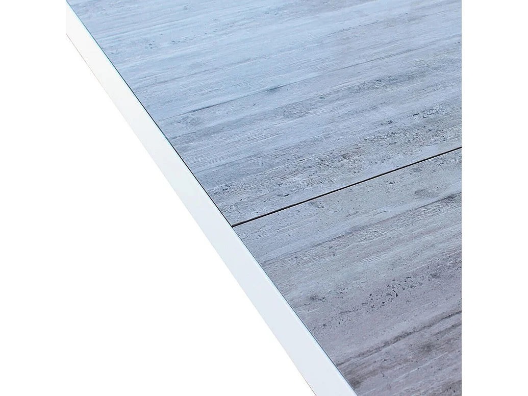 MilaniHome.it - Tavolo da giardino in alluminio con piano in ceramica effetto legno di design.di coloreBianco