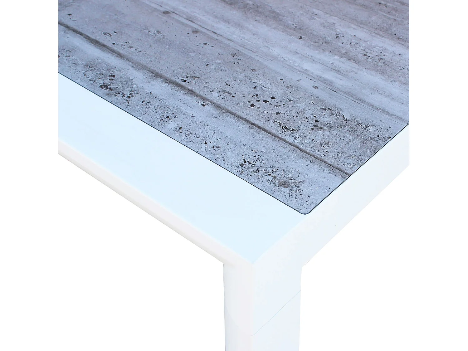 MilaniHome.it - Tavolo da giardino in alluminio con piano in ceramica effetto legno di design.di coloreBianco