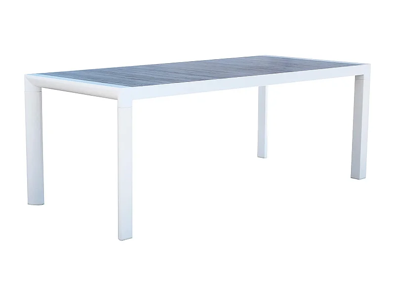 MilaniHome.it - Tavolo da giardino in alluminio con piano in ceramica effetto legno di design.di coloreBianco