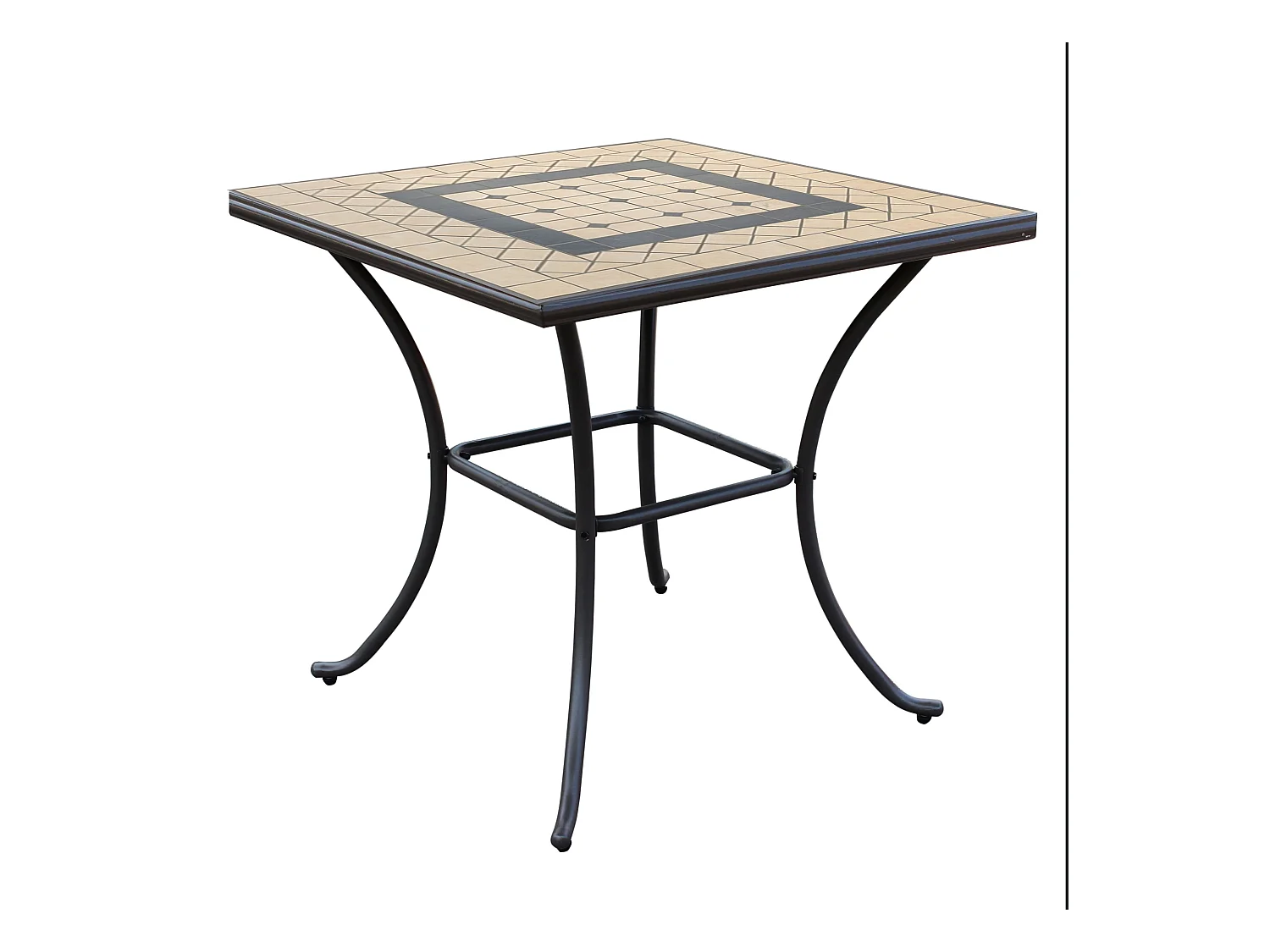 MilaniHome.it - Tavolo Quadrato Fisso In Ferro 80x80 Piano Mosaico Per Esterno Giardino, Portico, Ristorante, Gelateria Bar Hotel Albergodi coloreTaupe