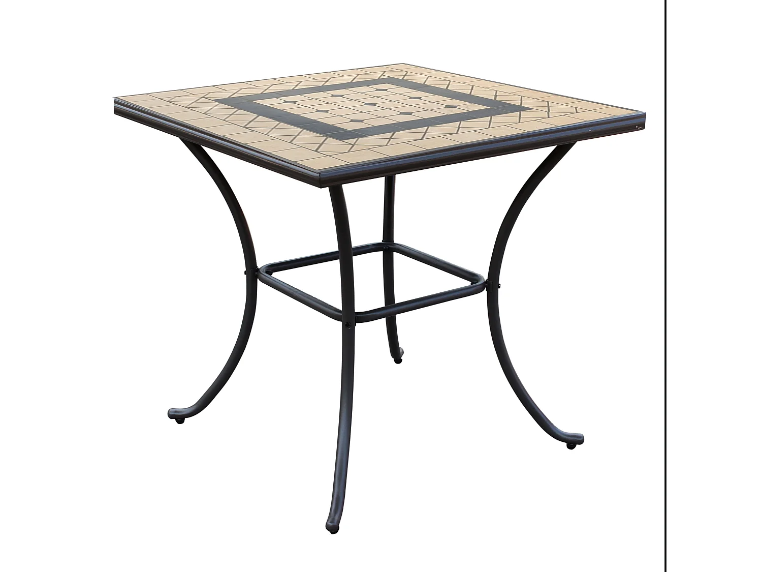 MilaniHome.it - Tavolo Quadrato Fisso In Ferro 80x80 Piano Mosaico Per Esterno Giardino, Portico, Ristorante, Gelateria Bar Hotel Albergodi coloreTaupe